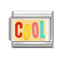 Maglia per bracciale componibile italiano con scritta COOL colorata su smalto beige - Cool