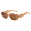 Lunettes de soleil carrées avec monture beige géométrique et verres bruns - Monture Thé Jelly Verres Thé