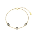 Elegant gold S925 sterling silver evil eye bracelet with blue and white crystals - Bohemian Three Discs / Gold