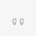 Orecchini a cerchio in argento S925 con delicate perline di turchese azzurro per donna - Argento con Turchese