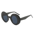 Vintage oversized round thick black frame sunglasses with dark lenses on white background - Black Frame Grey Lens