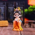 Detail of a Q-version Chinese ancient lady figurine with traditional fan and floral hairpins - Empress Xiao