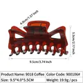 Pince à cheveux ambre en résine, 9,5x4,0x5,5 cm, pour coiffage queue de cheval femme - 9.5cm 8-Dents Café