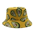 Unisex yellow reversible sun hat with bright avocado print for outdoor activities - M (56-58cm) / Yellow