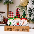 Décoration de Noël nains en bois avec texte Home Sweet Gnome et motifs à carreaux - Style Gnome