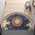 Zerbino blu a semicerchio con motivi floreali e carattere tradizionale dorato centrale - 40*80cm / Brezza Fresca e Luna - Semicerchio