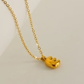 Polished 18K gold plated stainless steel O-chain necklace featuring bubble 3D letter E pendant - Letter E