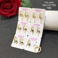 Xuping 14K gold plated C-shaped hoop earrings set with micro-pave cubic zirconia stones - C-shaped Hoop (051)
