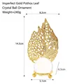 Nordic gold pothos leaf metal ornament with transparent crystal ball on 14.5cm base - Hollow Design Pothos Leaf - Crystal Ball
