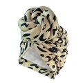 Faux suede turban hat featuring a beige and black leopard print with a large knot detail - 10374/Khaki Leopard