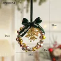 Christmas wreath ornament with metallic gold silver bells and green velvet bow décor - 14CM Gold & Silver Bell Wreath / Colorful