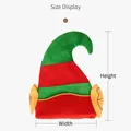 Christmas elf hat with red and green stripes and yellow ears shown with dimensions - A7 Elf Hat Velvet