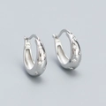Orecchini a cerchio lucidi in argento S925 con zirconi scintillanti a forma di stella a otto punte - Argento 925 / Oro Bianco