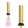 Macro detail of golden carbide nail drill bit with precision cross-cut texture and base - Hk-82 Grinding Head