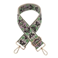 Tracolla larga in jacquard floreale retrò con ricami e clip in metallo dorato - Beige Verde Viola / Fibbia Oro
