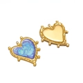 Golden heart-shaped charms with vintage embossed edges and blue-purple enamel finish - Light Purple Marble Heart