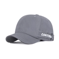 Short brim gray baseball cap with white CONTROL embroidery and soft cotton finish - Adjustable / Gray