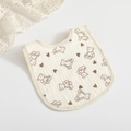 U-shaped 6-layer cotton gauze baby bib featuring cute brown bear and heart patterns - Heart Bear