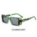 Retro-Sonnenbrille mit quadratischem Rahmen in grüner Schildpatt-Optik und grauen Gläsern - Grüner Musterrahmen Graue Gläser