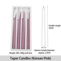 Set of four 25cm Korean pink tapered candles in a white presentation box for decor - Taper Candle Set / Solid Korean Pink