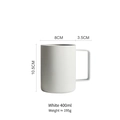 White 400ml Nordic 316 stainless steel insulated mug with square handle and scale marks - 400ml / Large White