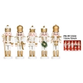 Set di 5 schiaccianoci soldato oro e bianco da 13cm in confezione regalo di Natale - M13504 Bianco e Oro / Set Natalizio da 5 Pezzi 13CM
