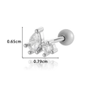 Pendiente de plata para cartílago con circonitas transparentes redondas y gota - Plata Blanco (0174-1#)
