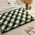Absorberende badmat met groen en beige geometrisch ruitpatroon voor badkamervloeren - 40*60cm / Bruin Groen Geruit