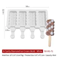 Molde de silicona blanca para 4 helados con diseño geométrico de textura de diamante - Blanco