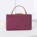 Elegante Abendtasche in Rosarot mit Strasssteinen und goldenem Bambus-Griff - Rosarot