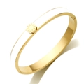 Bracciale rigido in acciaio dorato con smalto bianco e numeri romani incisi - Colore Oro Smalto Bianco Bracciale
