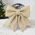 Champagne gold sequin bow ornament for Christmas tree decor with metallic glitter finish - Champagne Medium Bowknot 20CM
