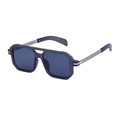 Polarized square sunglasses in deep grey-blue frame with silver metal temples - Polarized Matte Transparent Gray Frame Gray Lens