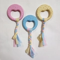 Lot de 3 anneaux dentaires en caoutchouc et cordes tressées colorées pour chiens - Bande de Tissu Lune