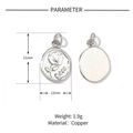 Detail of rose charm showing 21mm height and 12mm width with weight and copper material - Gold Oval Rose Pendant-1