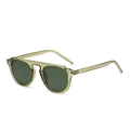Retro sunglasses in transparent olive green frame with dark green lenses and double bridge - Green Frame G15 Lens