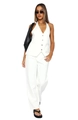 Dettaglio del gilet bianco con scollo a V, bottoni in metallo e pantaloni larghi - S / Bianco