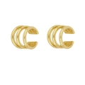 Minimalistische vergoldete dreireihige Ear Cuffs Ohrringe mit poliertem Gold-Finish - Goldene drelagige Ohrmanschette