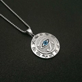 Silberne Edelstahl Halskette mit Horusauge, blauem Emaille und ägyptischen Gravuren - Antiksilber Nur Anhänger