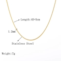 Detail of 1.2mm gold snake chain necklace in stainless steel with 45+5cm length specs - Gold Round Snake Chain 45+5cm