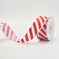 Christmas gift wrapping ribbon with red and white diagonal stripes on a spool - Red and White Diagonal Stripe Ribbon (9m)