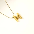 Polished golden puffy letter M necklace with snake chain for women - Letter M(S-P062-M)