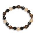 Natural 8mm stone bead bracelet featuring tiger eye and agate stones on elastic cord - Tiger Eye + Light Stone + Citrine