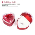Scatola per gioielli a cuore rosso con rosa stabilizzata per anelli, 7,5x6,5x7cm - Anello Pendente Universale / Rosso