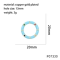 Macro detail of sky blue enamel heart charm with colorful zircons and 20mm outer diameter - Sky Blue (P07330)
