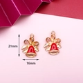 Christmas gold bell pendant with red oil drip detail for DIY jewelry making 21x16mm - 24# Bell