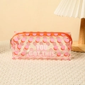 Transparente PVC-Kulturtasche mit rosa Punkten und You Got This Schriftzug - Punkt Buchstaben Stil / 20*6.5*8cm
