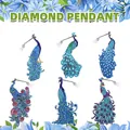 6-piece DIY diamond painting pendant set with peacock designs in blue and green - DZ-23 Peacock Series (6-Piece Set)