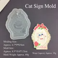 Moule en silicone pour pendentif chat avec bordure florale et gravure Forever pour résine - Moule d'étiquette de chat