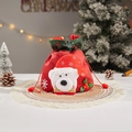 Sac cadeau de Noël en velours rouge avec broderie ours polaire et cordon de serrage - J-33 Sac Ours avec Haut à Flocon de Neige